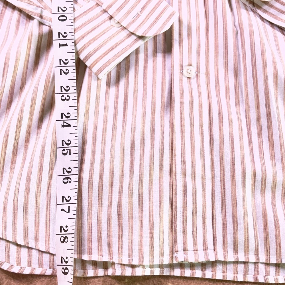 Christian Dior Monsieur Mens Brown White Striped Cotton Dress Shirt 15.5 34/35 - Picture 4 of 10